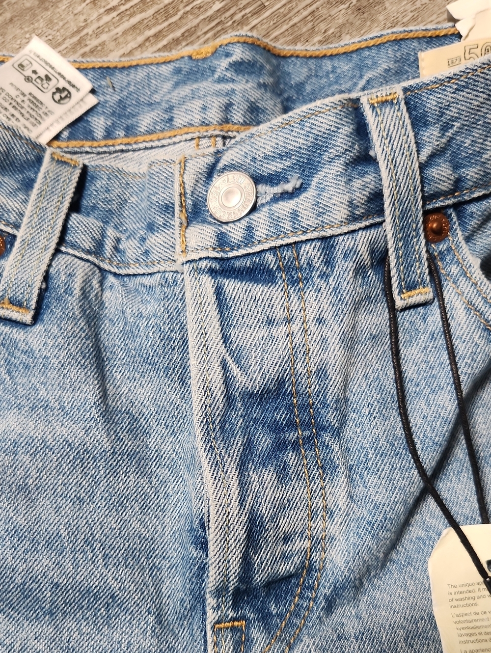 Levis Light Blue Distressed Denim Jean Shorts - Picture 3 of 11